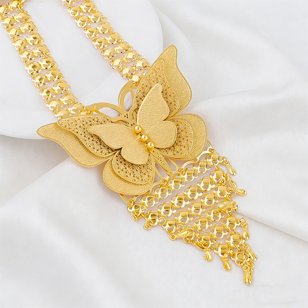 Thumbnail: Nigerian Jewelry Set Gold Plated Necklace and Earrings with Bold Designs for Wom