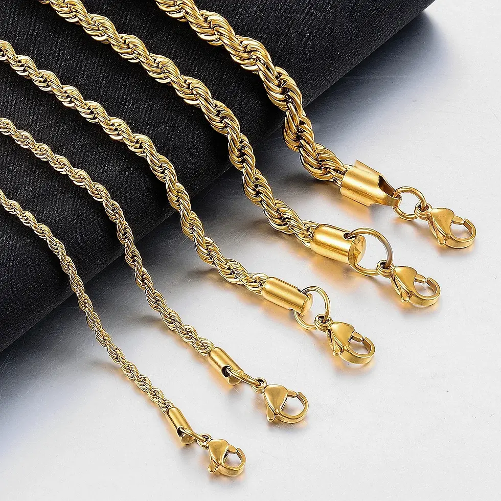 Thumbnail: High Quality 2/3/4/5MM Classic Twisted Rope Chain Stainless Steel Necklace No Fa