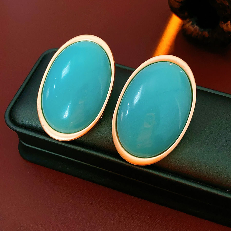 Thumbnail: Vintage Red Resin Women's Earrings Stud Earrings Luxury large Geometric Oval ear
