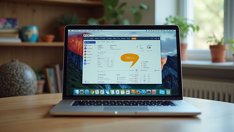 Eye-level view of a colorful MacBook on a desk with educational apps open