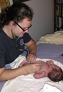 Show me your stethoscope Newborn exam homebirth