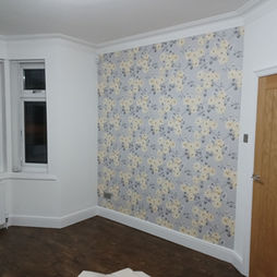 Bedroom with wallpaper