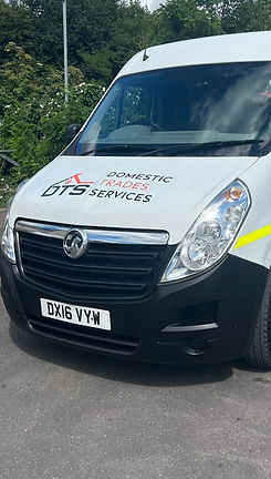 Close-up of Domestic Trade Services van.