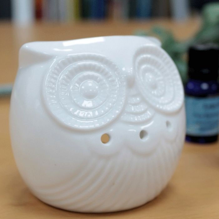 Thumbnail: White Ceramic Short or Tall Owl Shaped Oil Burners