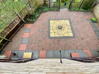 Patio with circle detail from above - after
