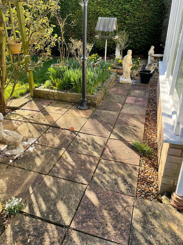 Checked patio - before