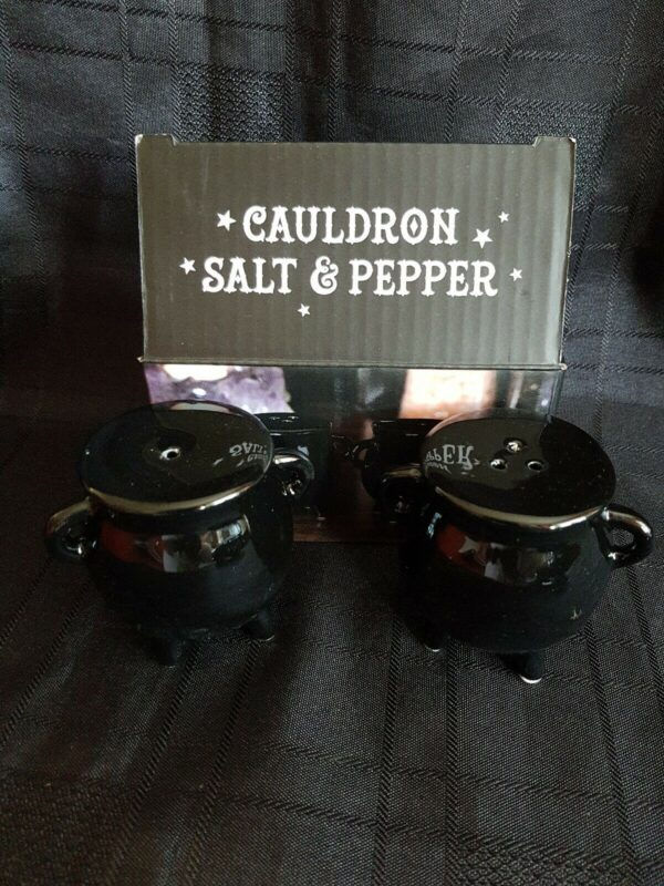 Thumbnail: Witches Brew Black Gothic Cauldron Cruet Set – Gift Boxed