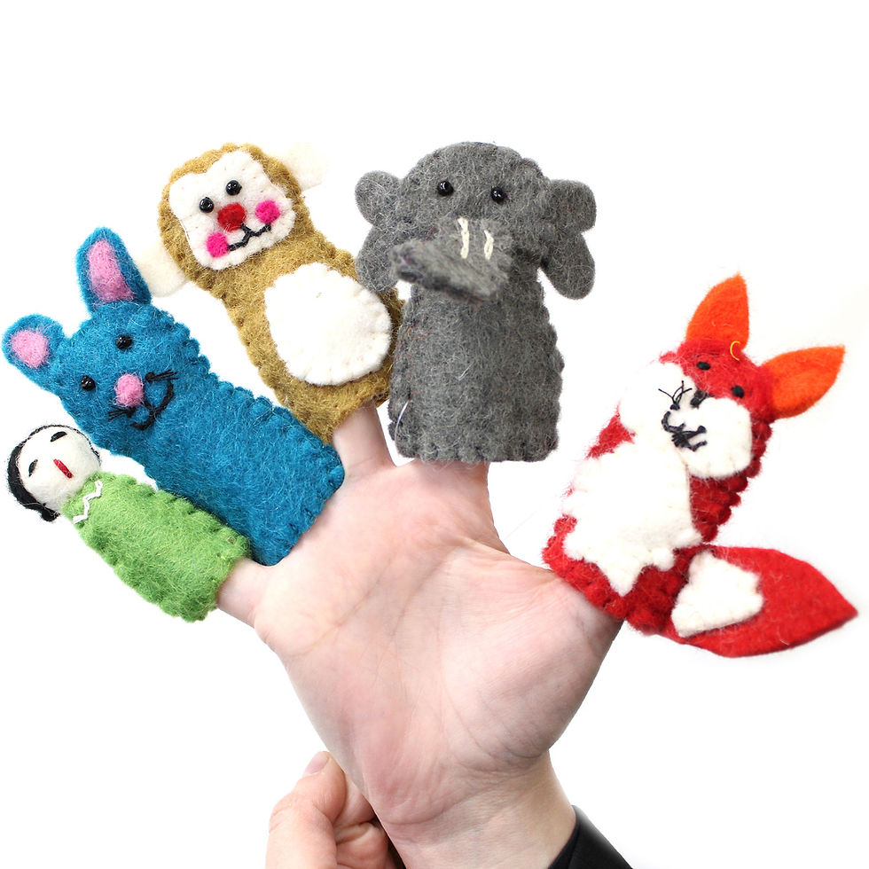 Thumbnail: AW Artisan Felt Pouches with Finger Puppets Various Designs – Handmade in Nepal