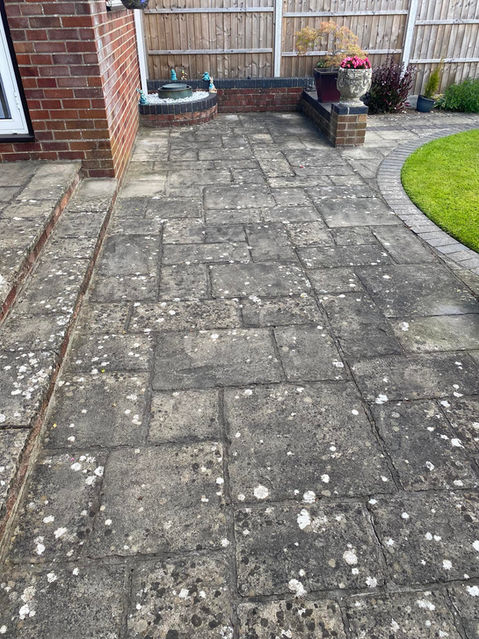 Power washed garden - before