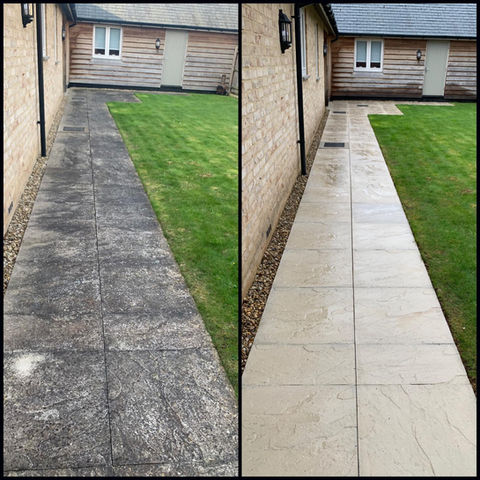 Tiled walkway - before and after