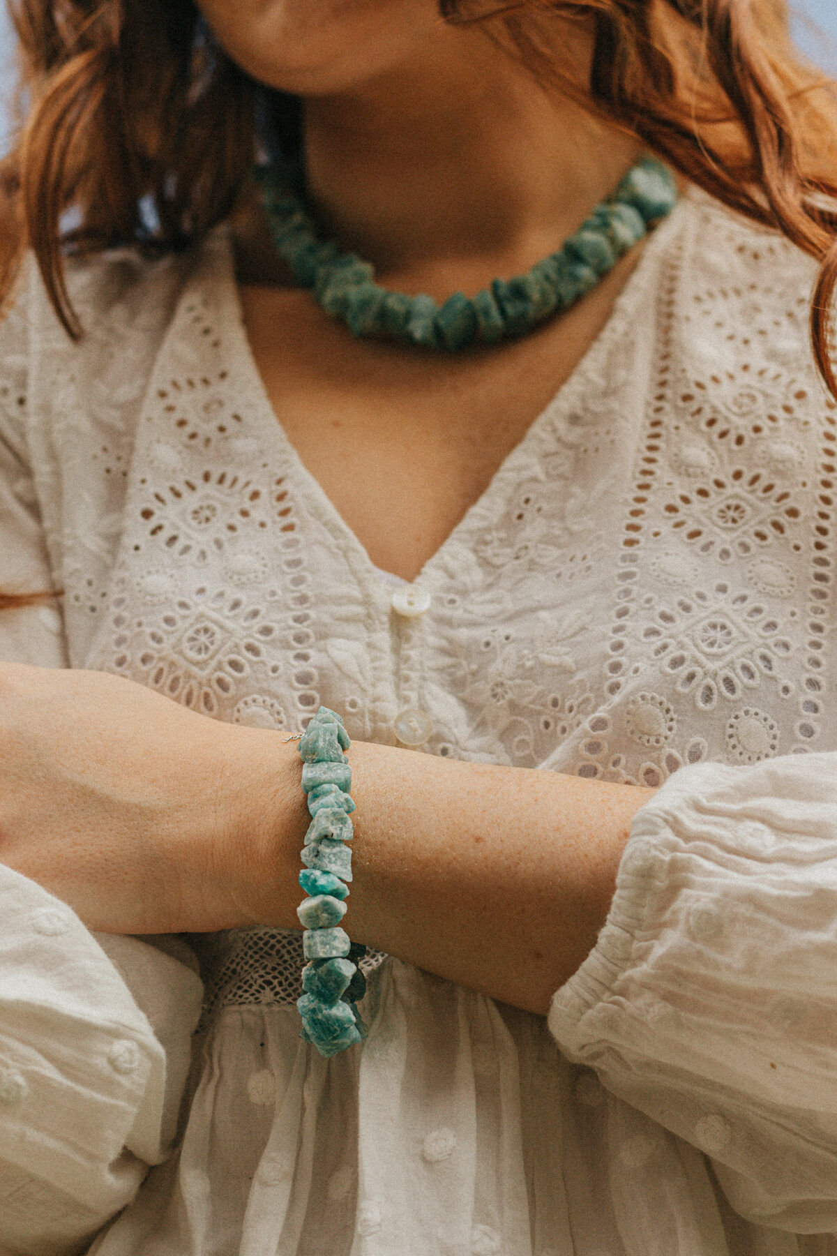 Amazonite Crystal Rock 925 Sterling Silver Bracelet & Necklace - Xander Kostroma