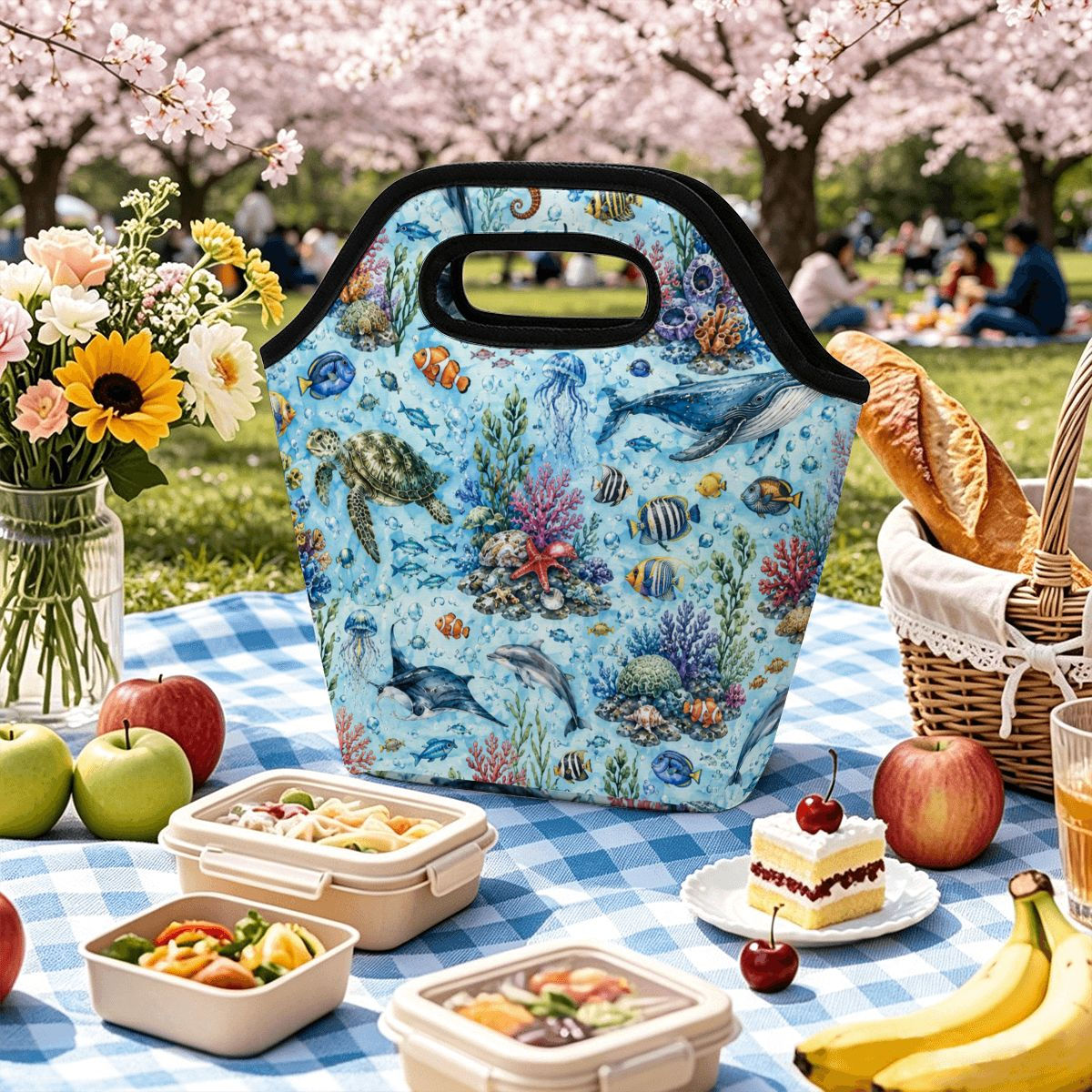 Whimsical Ocean Life Waterproof Lunch Bag | Patternella