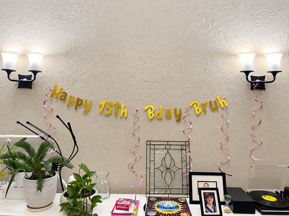 Happy 15th birthday decorations prepared at home