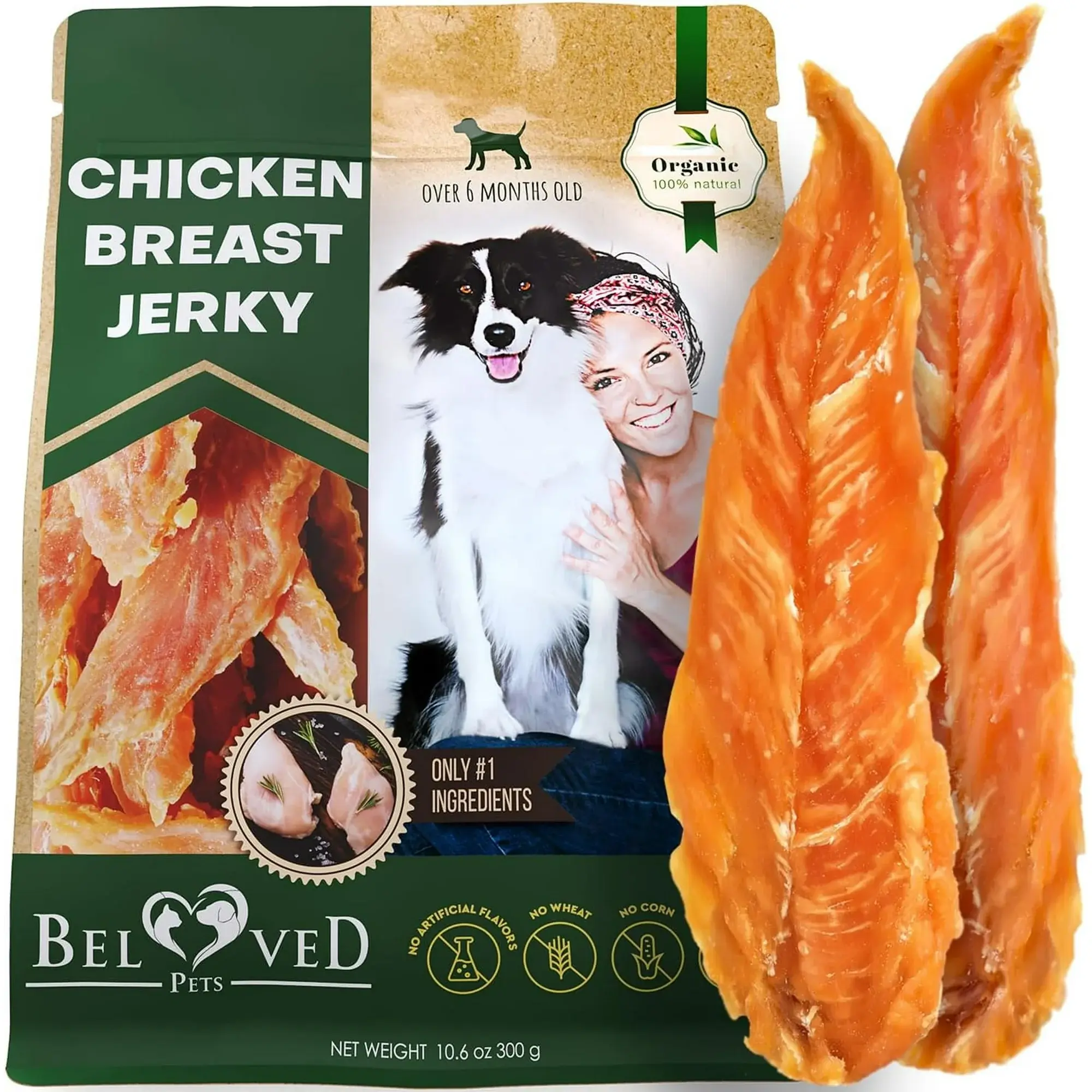 Beloved Pets Chicken Jerky Dog Treats & All Natural and Organic Healthy Snacks f