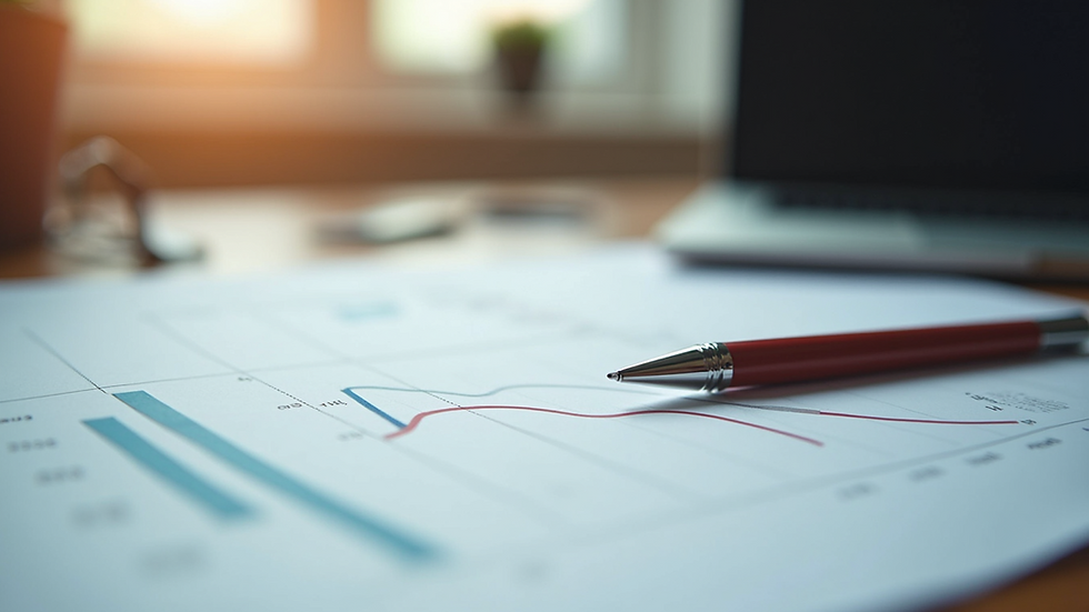 Close-up view of a project plan on a desk with notes and a pen