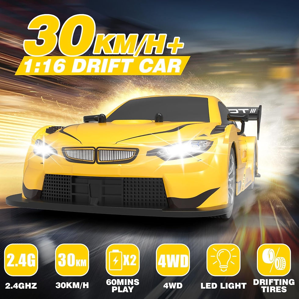 Thumbnail: Remote Control Drift Racing Car With Led Lights, Dual Battery & Extra Tires