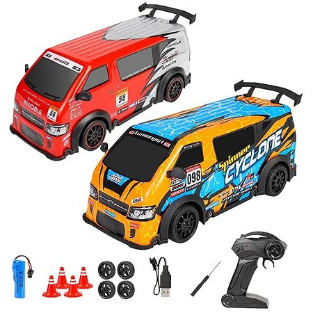 1:16 Scale RC Drift Van Car With Light, Extra Tires & Remote Control Racing Set