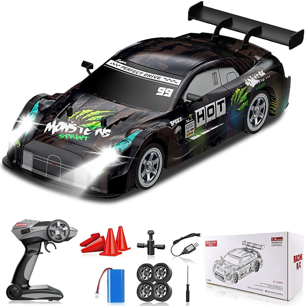 Thumbnail: Fast RC Sports Car Set For Kids With Led Lights & Extra Tire Kit