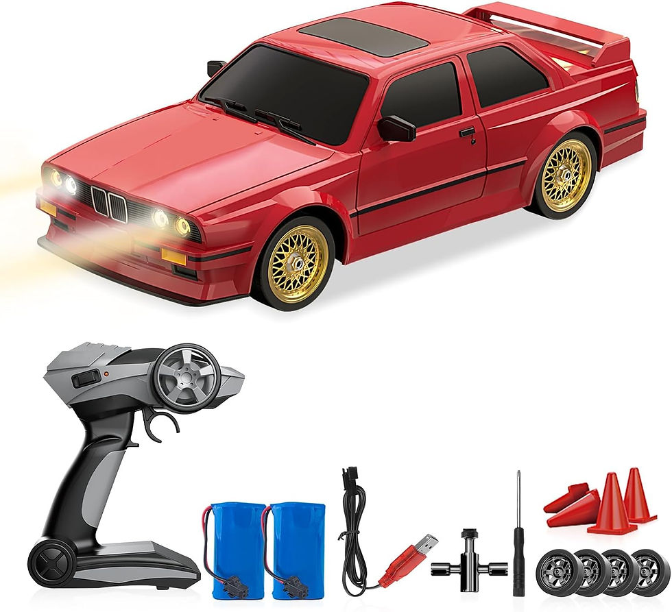 Thumbnail: Retro Drift RC Car Set With Led Lights, Remote Control, Extra Tires & Cones