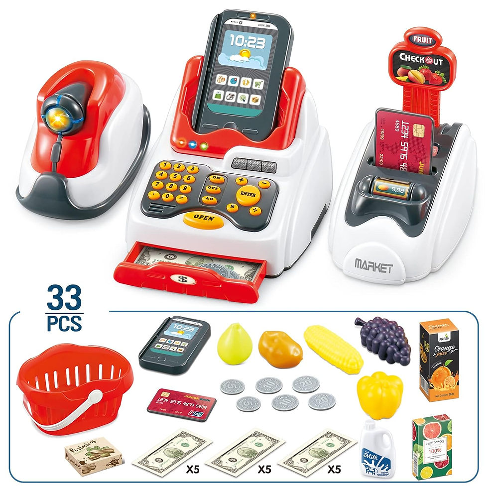 Kids Supermarket Cash Register Toy Set With Scanner, Lights & Sound – 33 Pcs