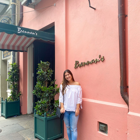 Maddy and Max visiting Brennan's in New Orleans