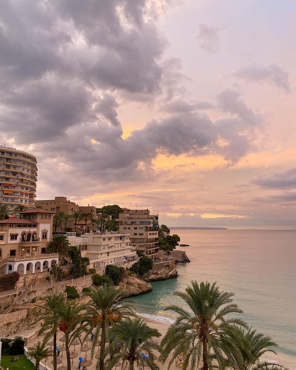 Beautiful beach sunrise in Palma Mallorca at Hotel Nixe Palace