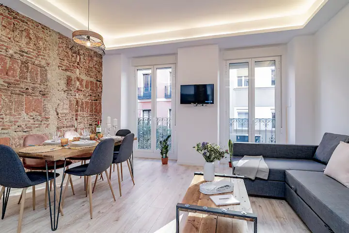 Clean and bright interior of our Malasana Airbnb in Madrid