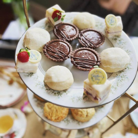Dessert spread for afternoon tea at Wisteria Tea Room