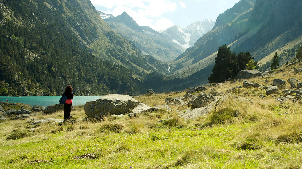 Blick auf den Gaube-See und den Vignemale in den Pyrenäen bei Cauterets