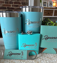 Custom laser engraved drinkware featuring business logo tumbler, promotional products and bulk corporate orders