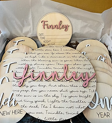Personalized gifts for babies and kids featuring custom engraved keepsakes, school supplies nursery decor and milestone gifts