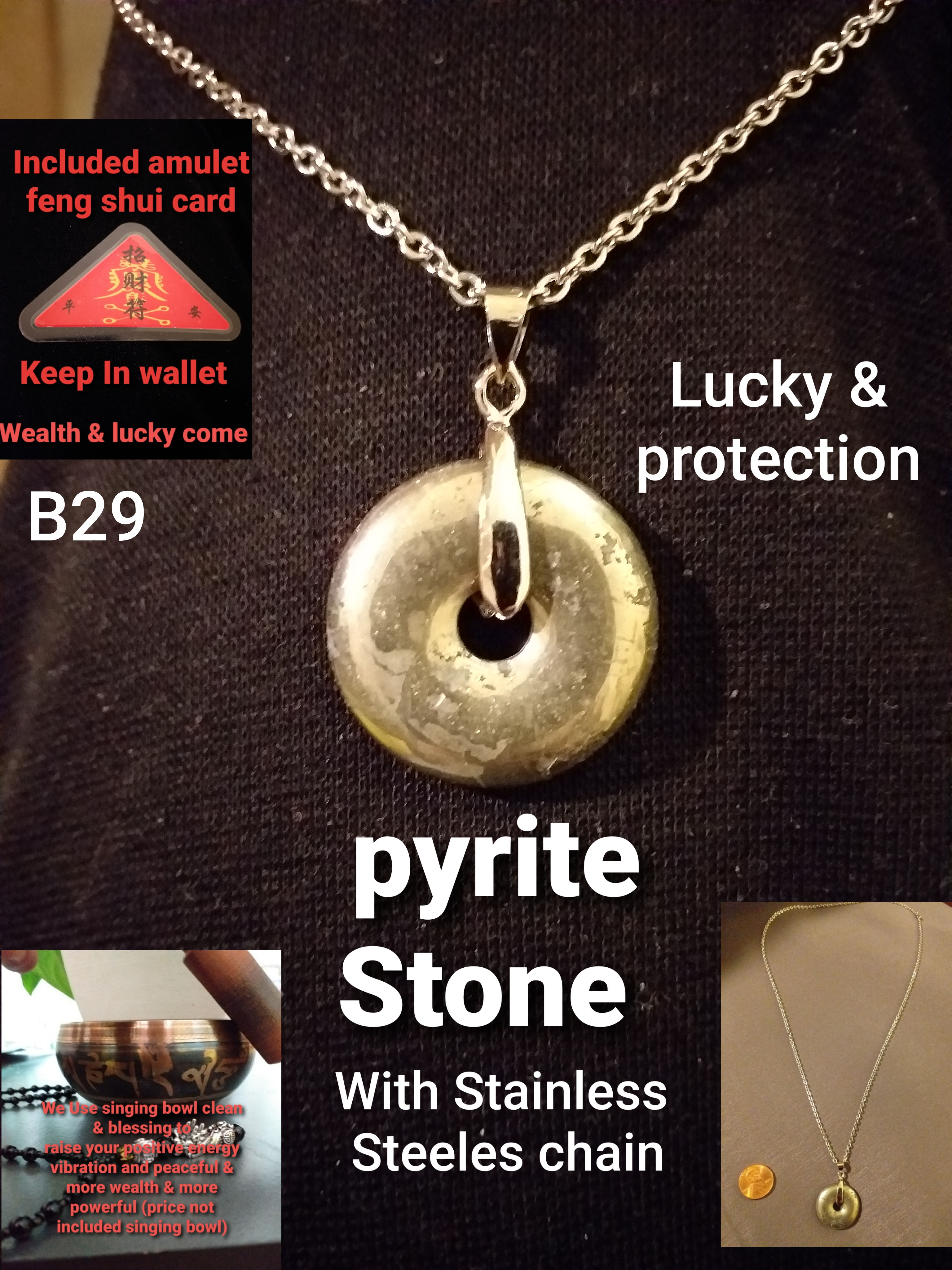 Pyrite pandent with stainless Steeles chain