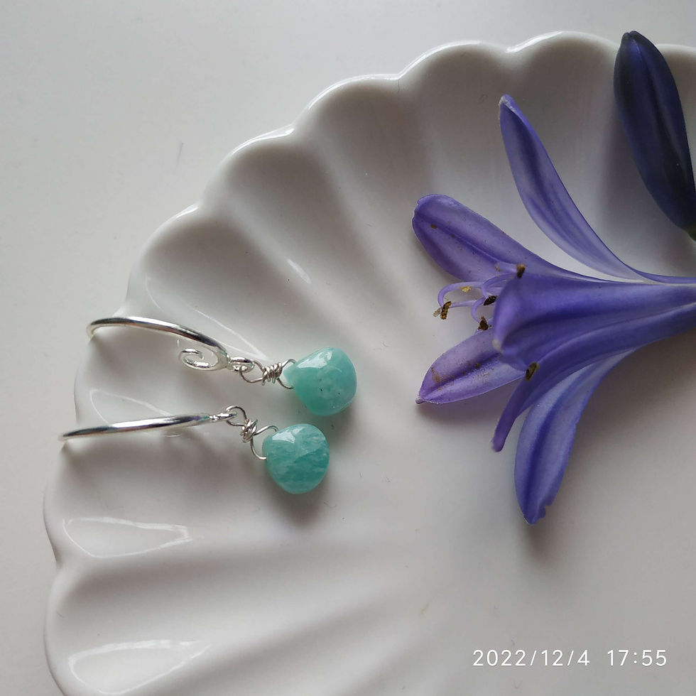 Natural Gem Amazonite Earrings, 925 Sterling Silver