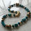 Thumbnail: Natural Gem Chrysocolla Necklace 14 K Gold Plated Brass 