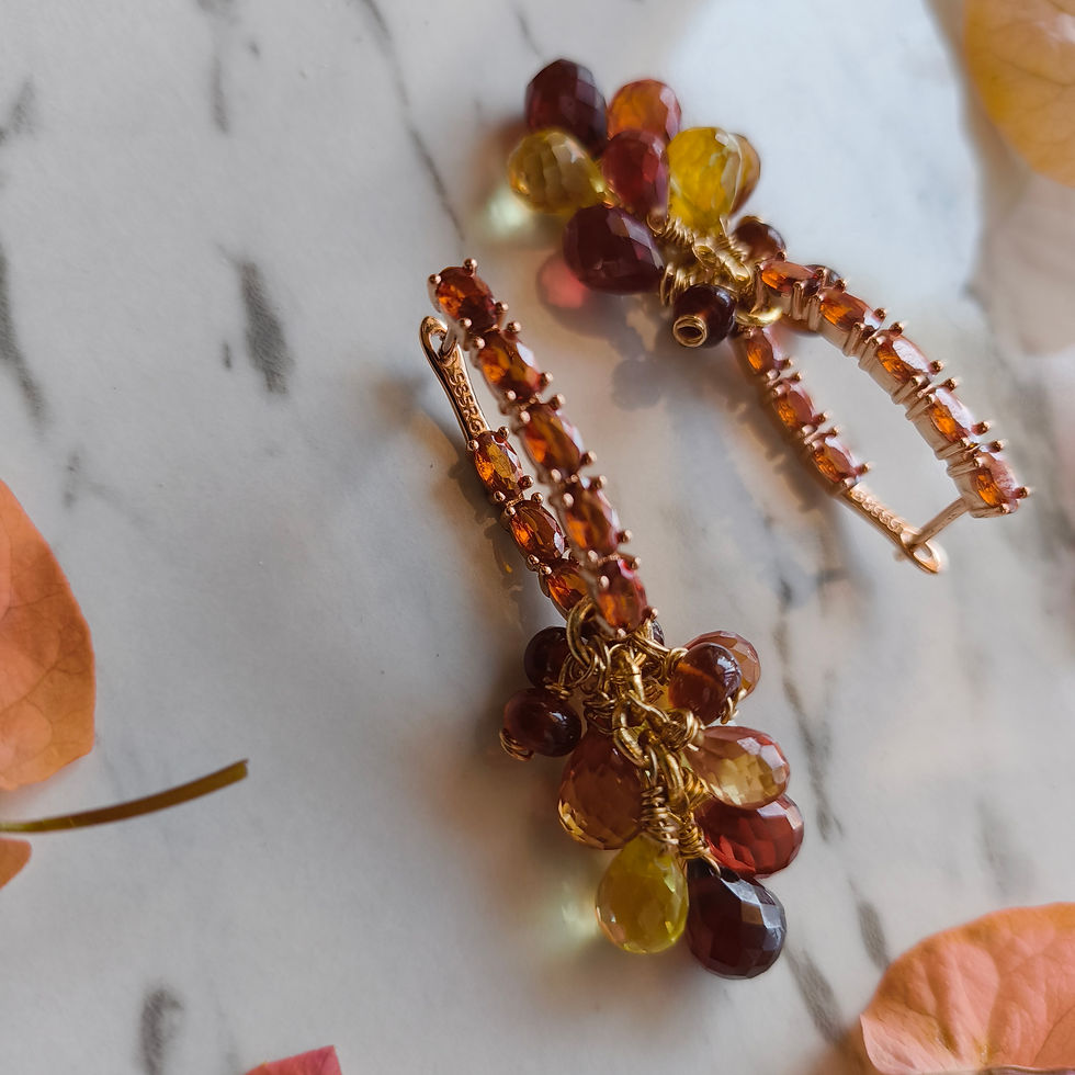 Thumbnail: Natural Gem Padparadscha Sapphire and Garnet Earrings 14 K Gold Filled 