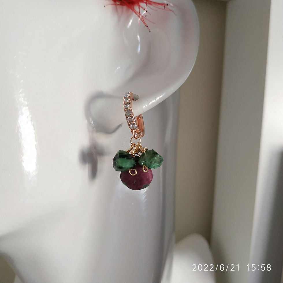 Thumbnail: Natural Gem Ruby Zoisite Earrings 14 k Gold Filled 