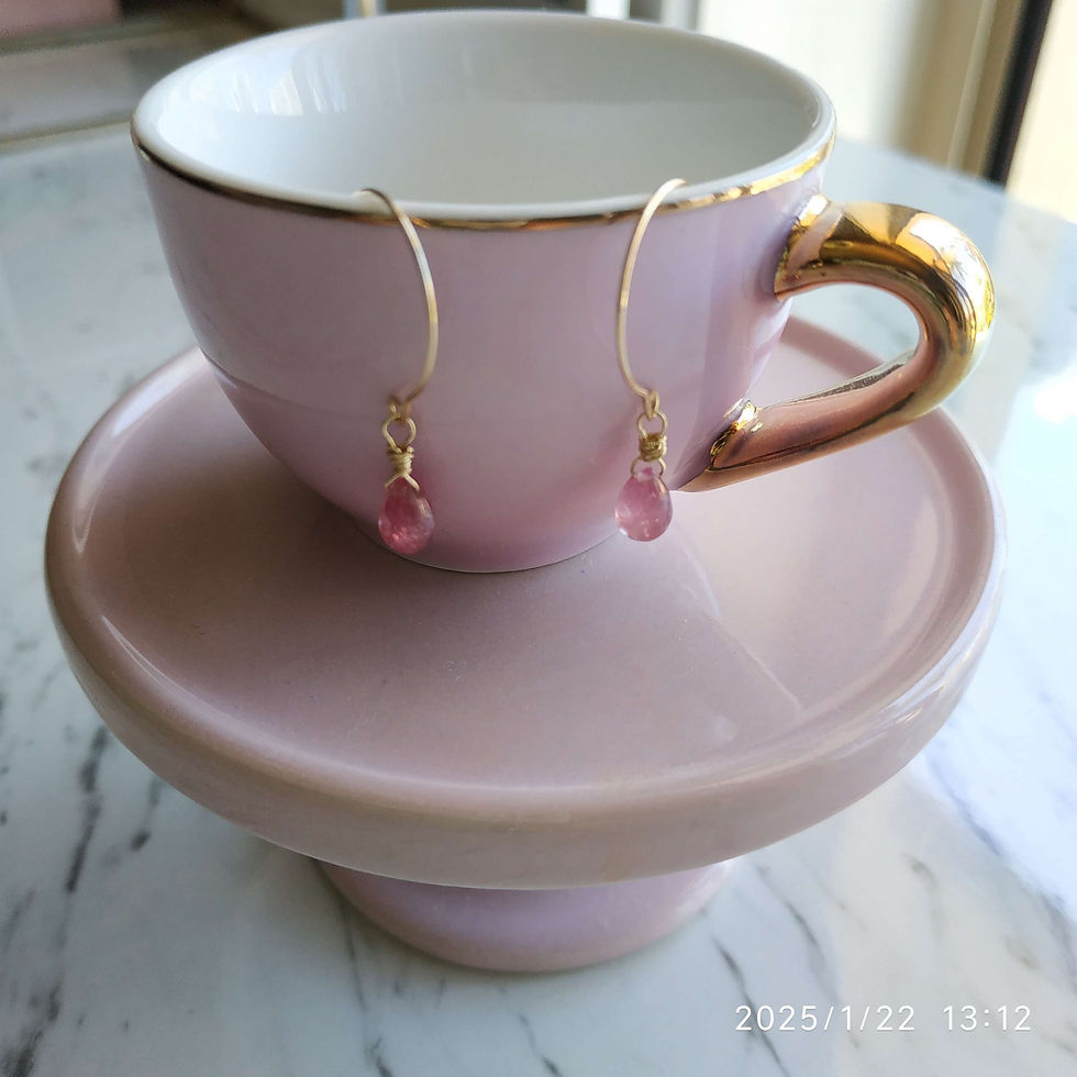 Thumbnail: Natural Gem Pink Sapphire Earrings, 14 K Gold Filled 