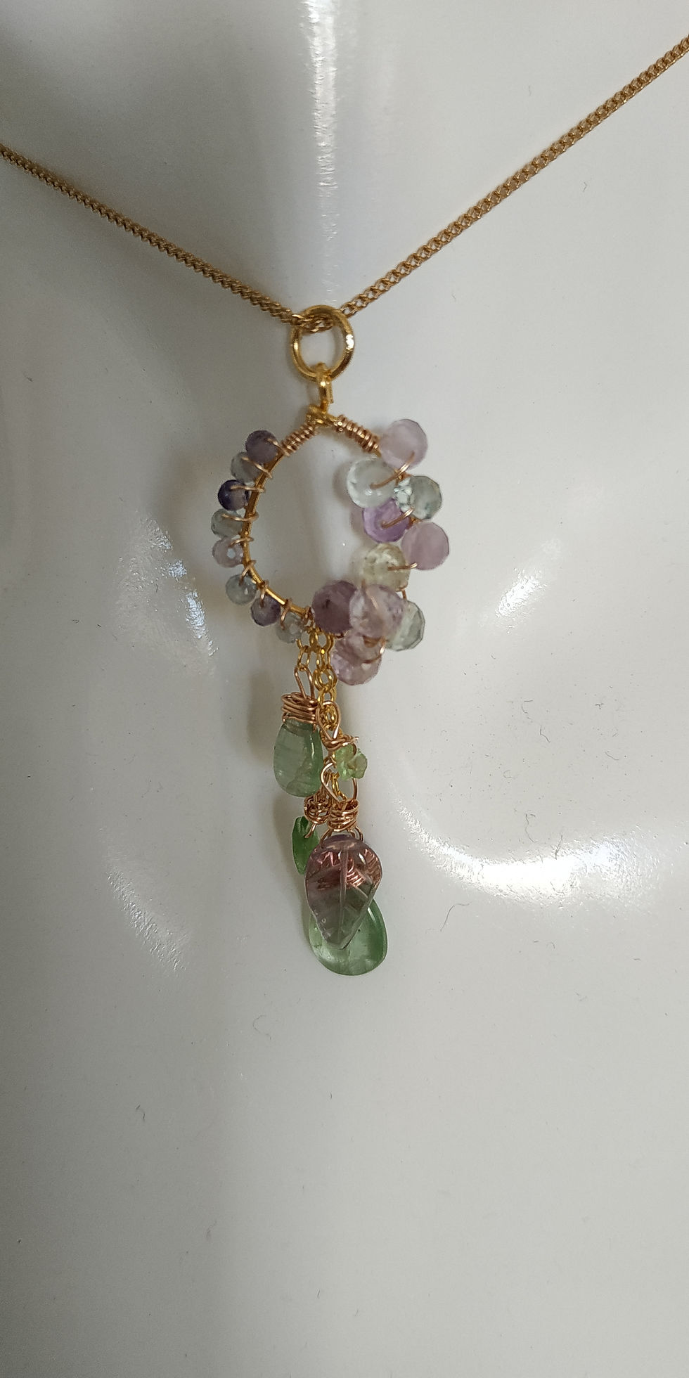 Thumbnail: Natural Gem Crafted Leaf Amethyst and Kyanite Earrings & Pendant
