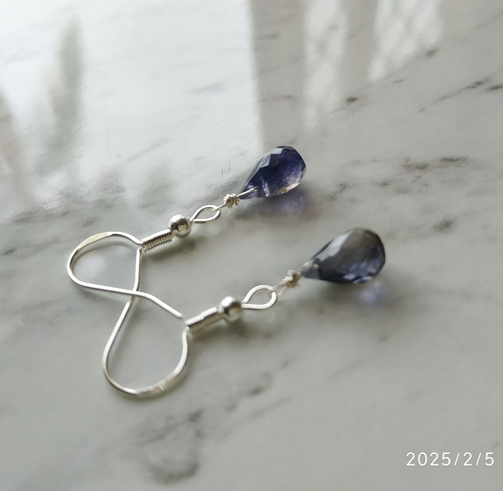 Thumbnail: Natural Gem Iolite Earrings 925 Sterling Silver
