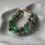 Thumbnail: Natural Gem Chrysoprase Bracelet 14 K Gold Plated Brass 