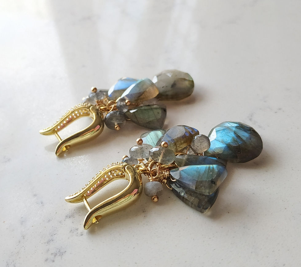 Natural Gem Fire Labradorite Earrings 14 K Gold Filled
