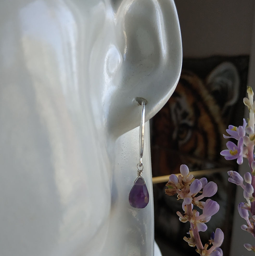 Thumbnail: Natural Amethyst Earrings, 925 Sterling silver 