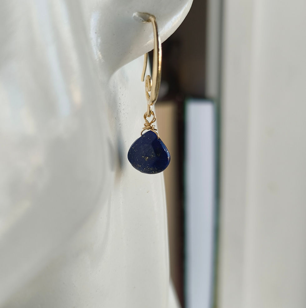 Thumbnail: Natural Gem Turquoise, Peridot and Lapis Lazuli earrings, Gold Filled 