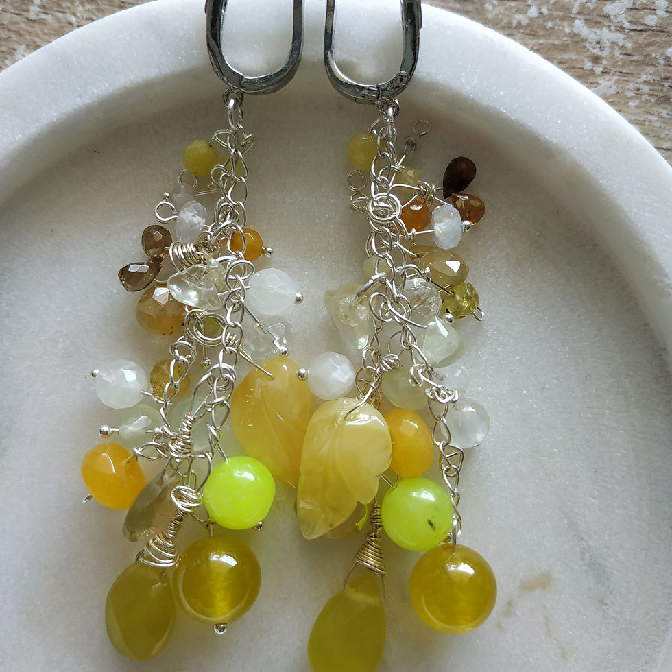 Thumbnail: SET Natural Gem Yellow Multi Stones Set, 925 Sterling Silver