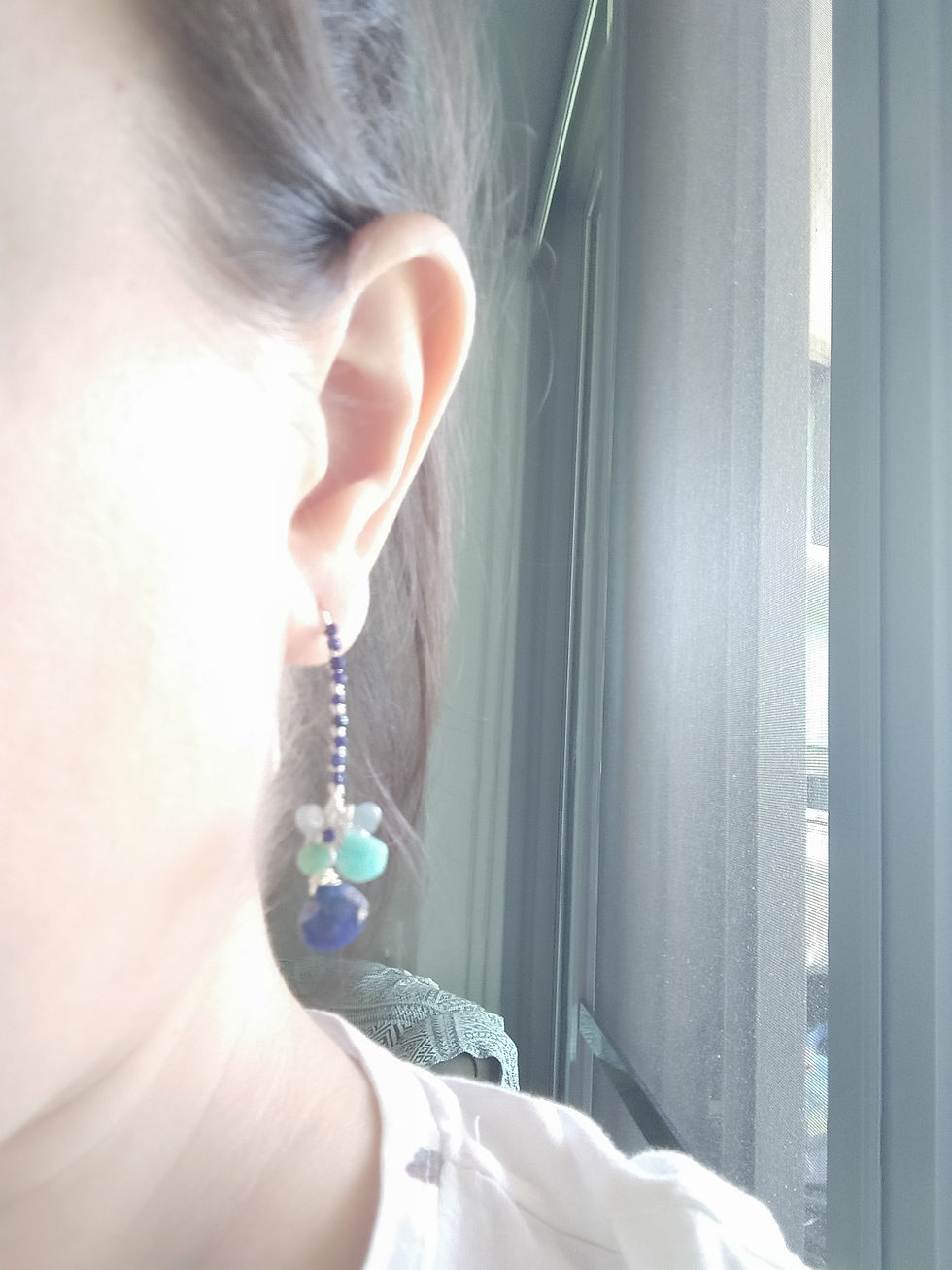 Thumbnail: Natural Gem Lapis Lazuli Drop Earrings, 925 Sterling Silver