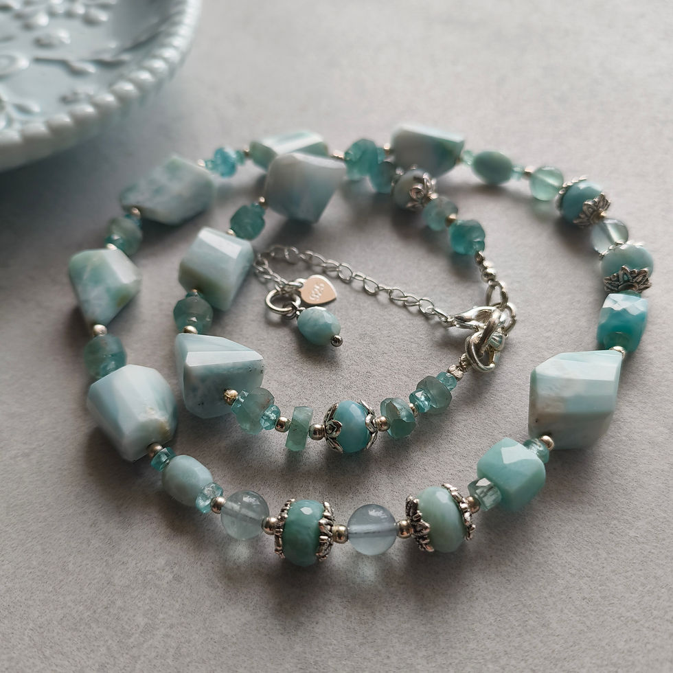 Thumbnail: Larimar, Apatite Necklace , 925 Sterling Silver