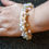 Thumbnail: Natural Gem Morganite Cascade Bracelet, Gold Plated Brass and Iron