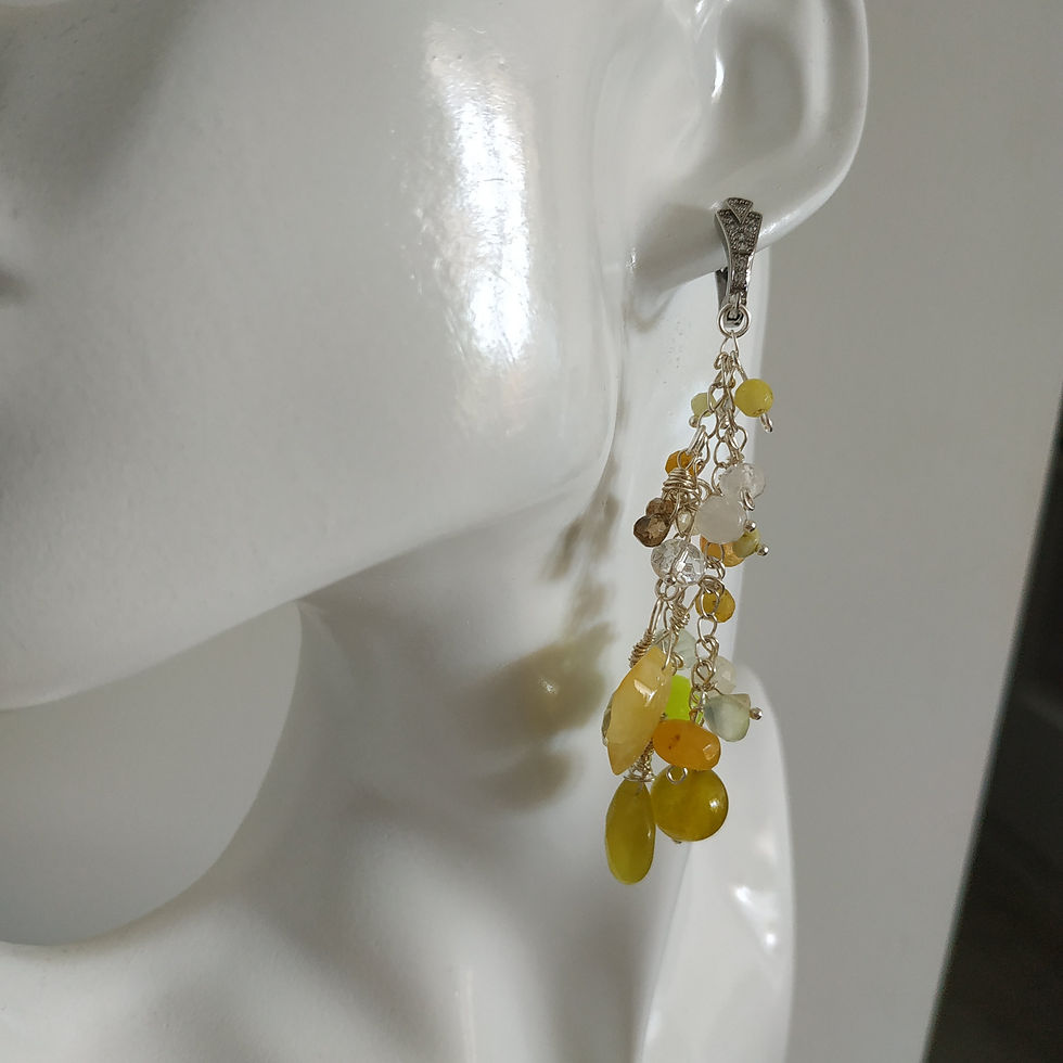 Thumbnail: SET Natural Gem Yellow Multi Stones Set, 925 Sterling Silver