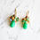 Thumbnail: Natural Gem Chrysoprase and Welo Ethiopian opal Earrings 14 K Gold Plated Brass 