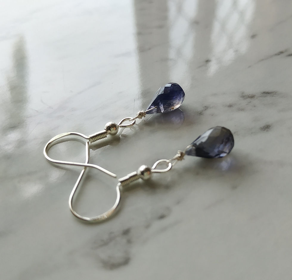 Thumbnail: Natural Gem Iolite Earrings 925 Sterling Silver